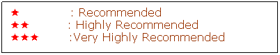 Text Box: ê            : Recommended
êê         : Highly Recommended
êêê       :Very Highly Recommended
